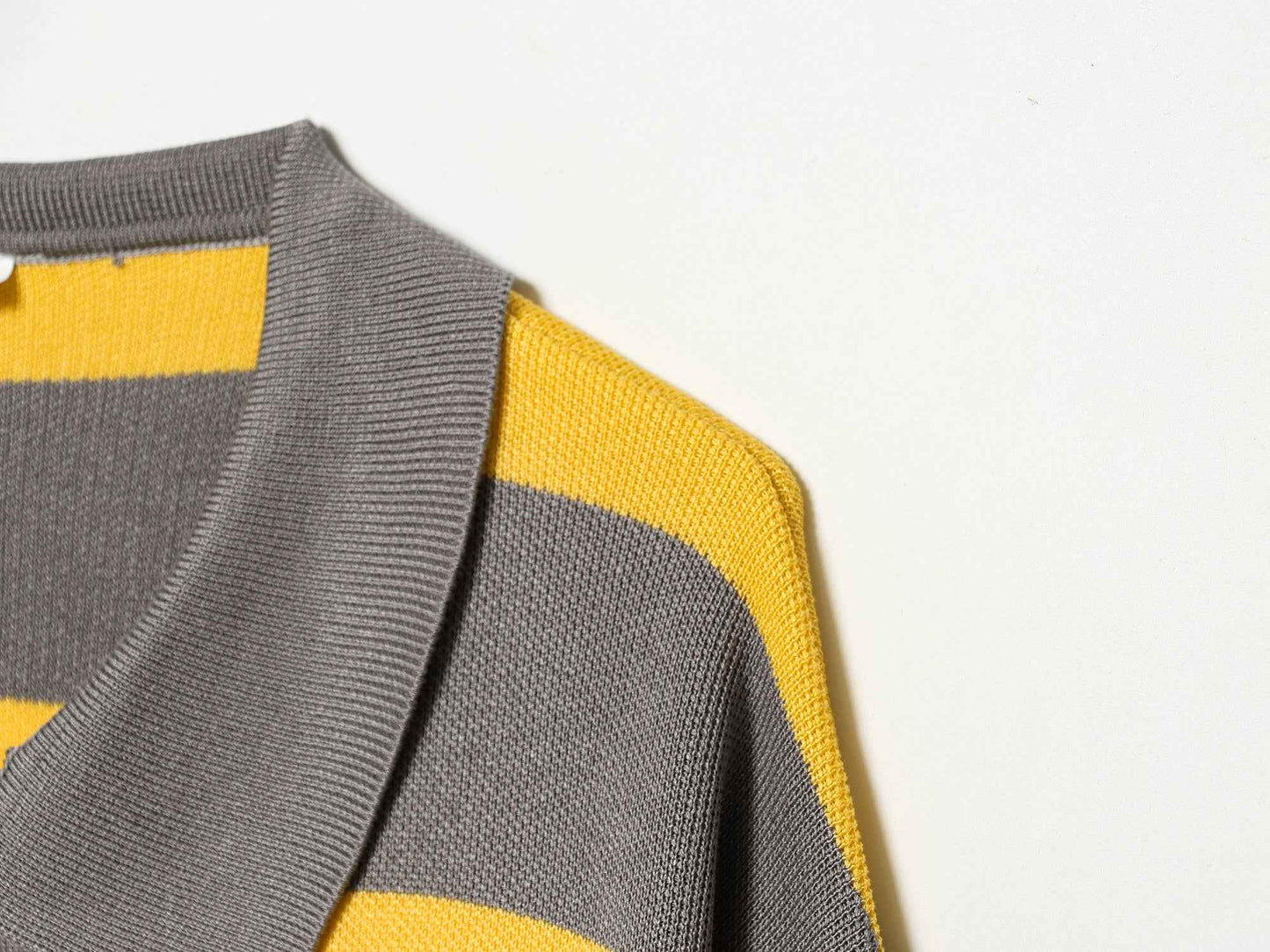 Striped Polo Collar Long Sleeved Sweater