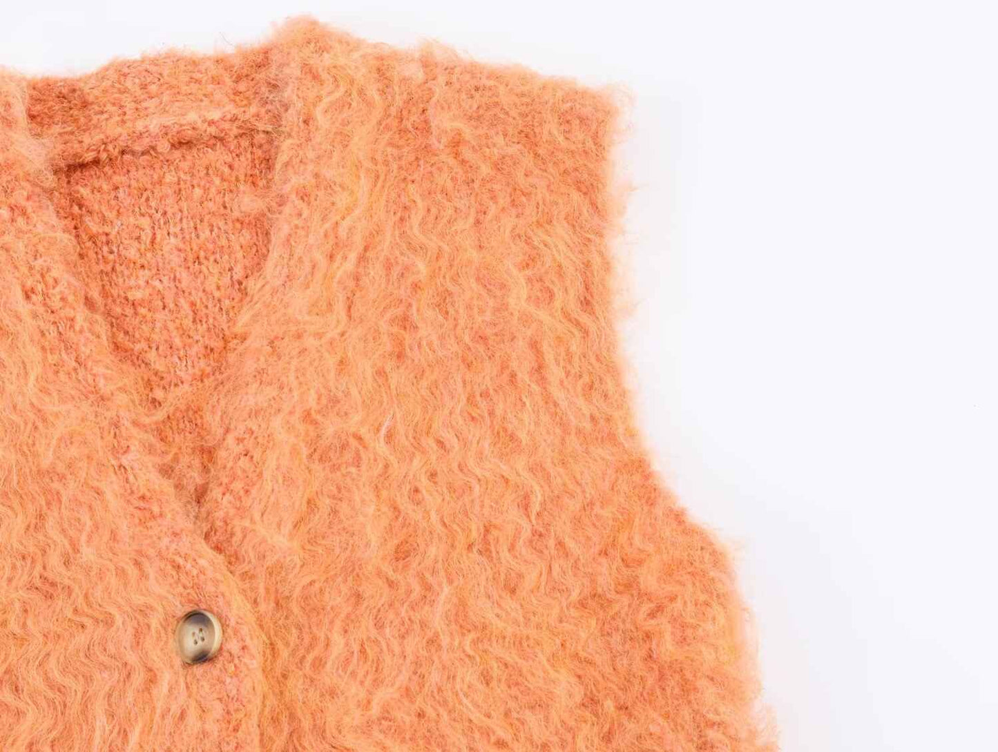 Plush Button Sleeveless Sweater Vest
