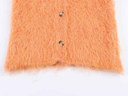 Plush Button Sleeveless Sweater Vest