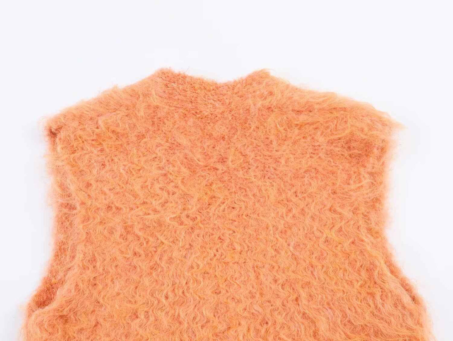 Plush Button Sleeveless Sweater Vest