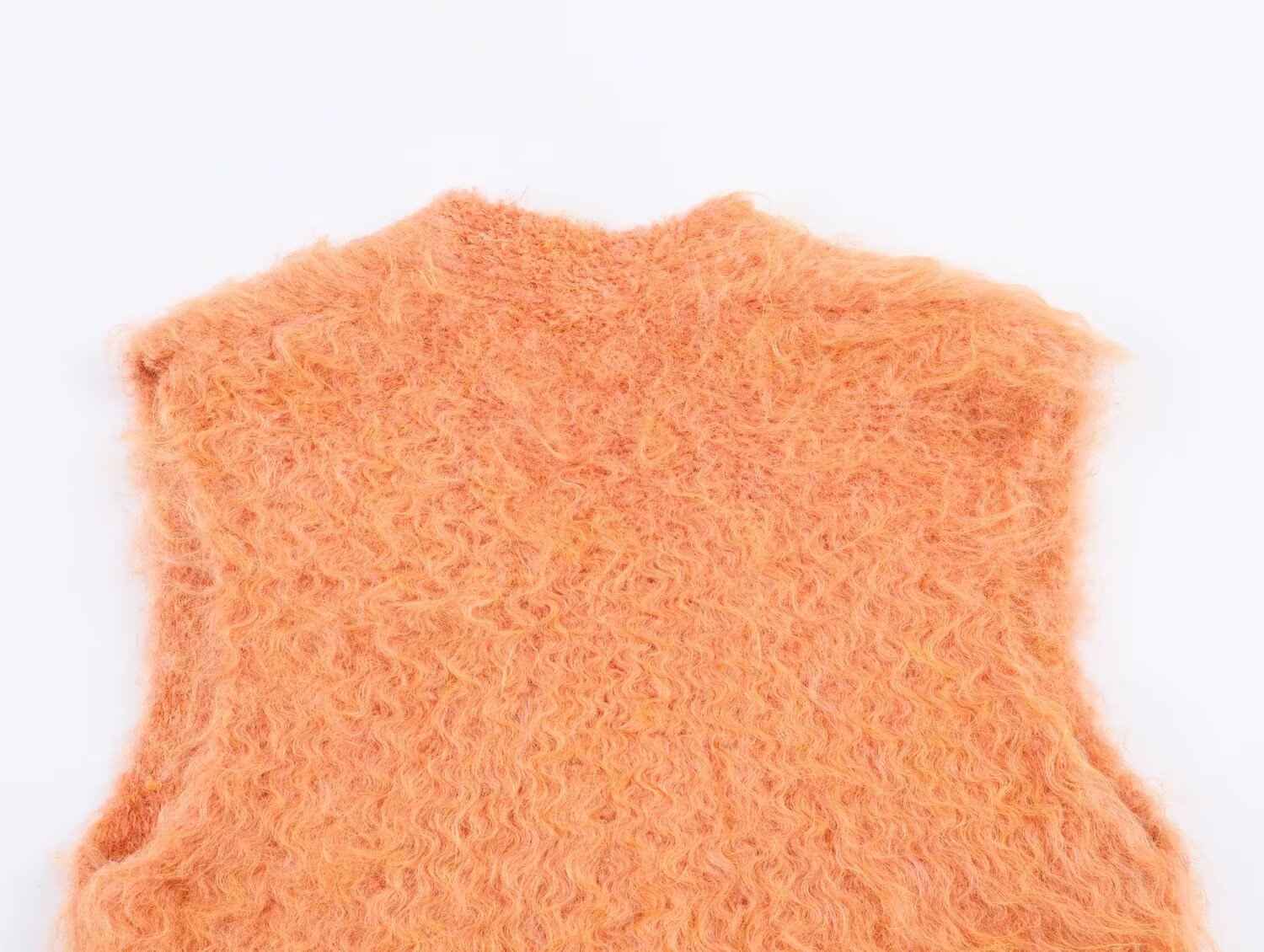 Plush Button Sleeveless Sweater Vest