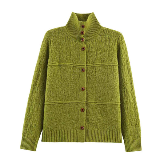 Women Clothing Square Collar Knitted Cardigan Sweater