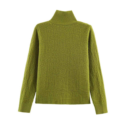 Women Clothing Square Collar Knitted Cardigan Sweater