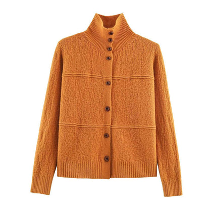 Women Clothing Square Collar Knitted Cardigan Sweater