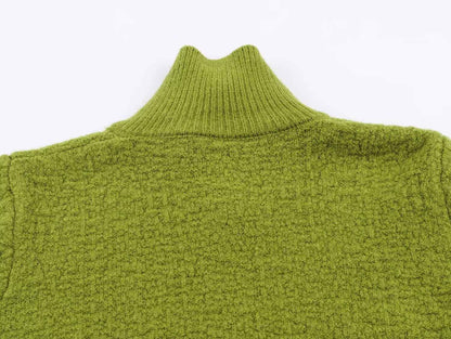 Women Clothing Square Collar Knitted Cardigan Sweater