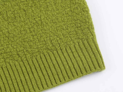 Women Clothing Square Collar Knitted Cardigan Sweater