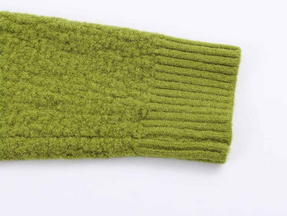 Women Clothing Square Collar Knitted Cardigan Sweater