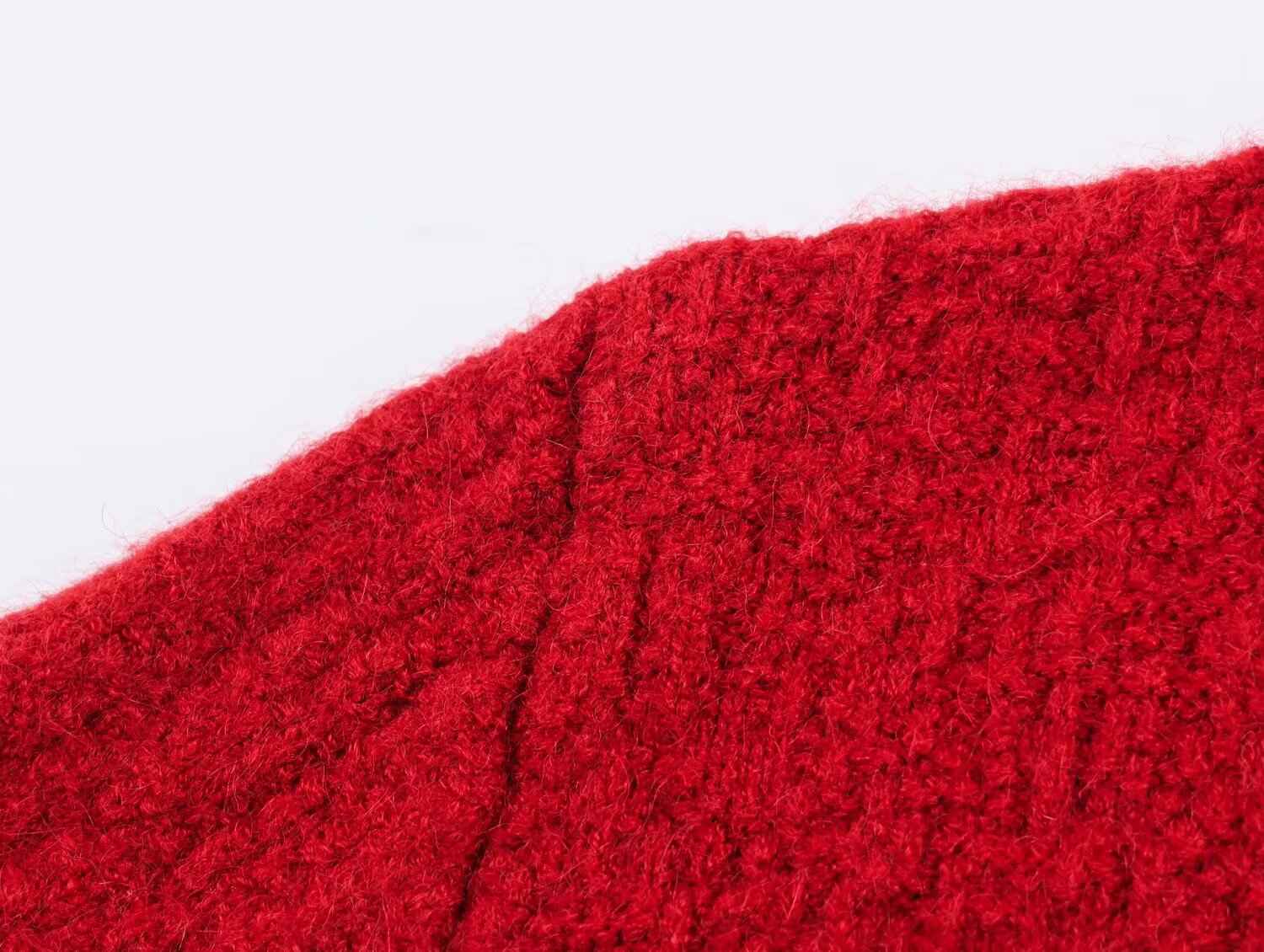 Women Clothing Square Collar Knitted Cardigan Sweater