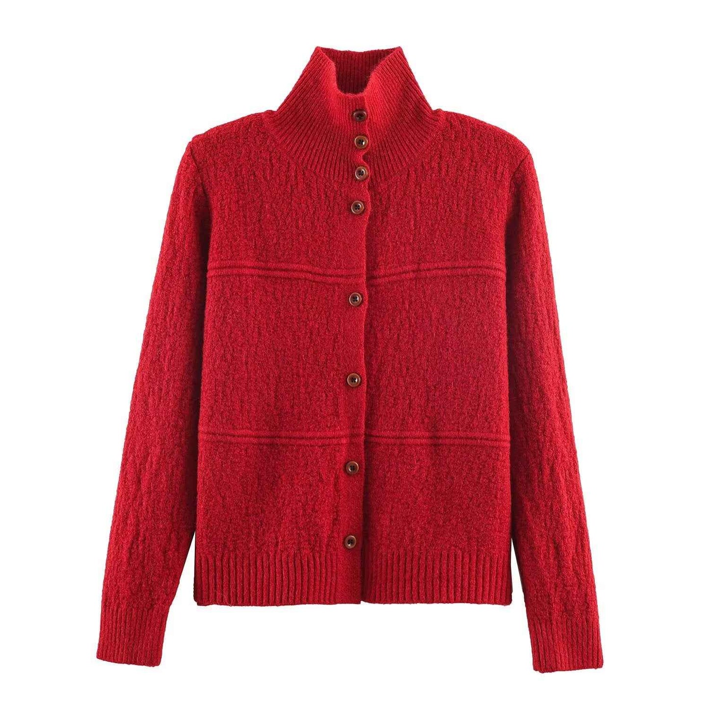 Women Clothing Square Collar Knitted Cardigan Sweater