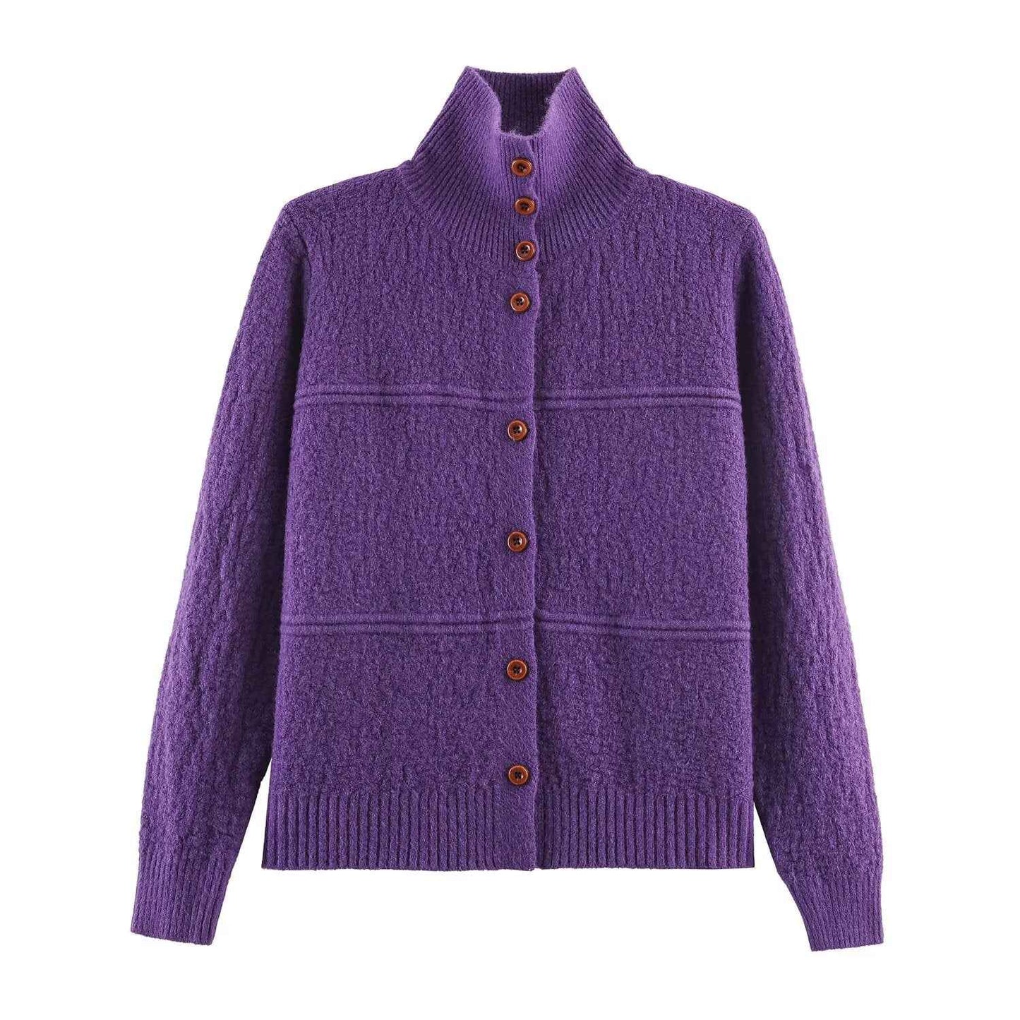 Women Clothing Square Collar Knitted Cardigan Sweater