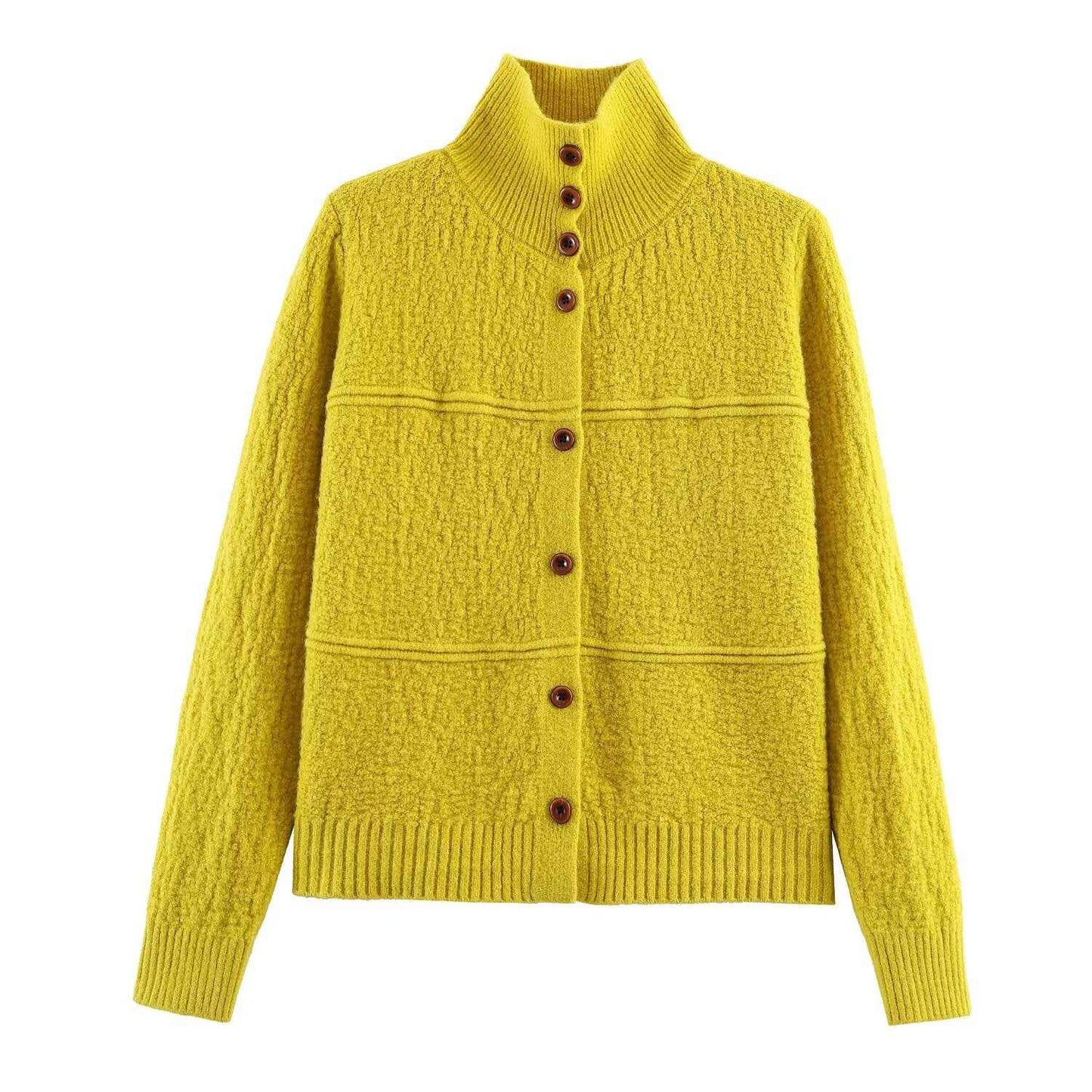 Women Clothing Square Collar Knitted Cardigan Sweater