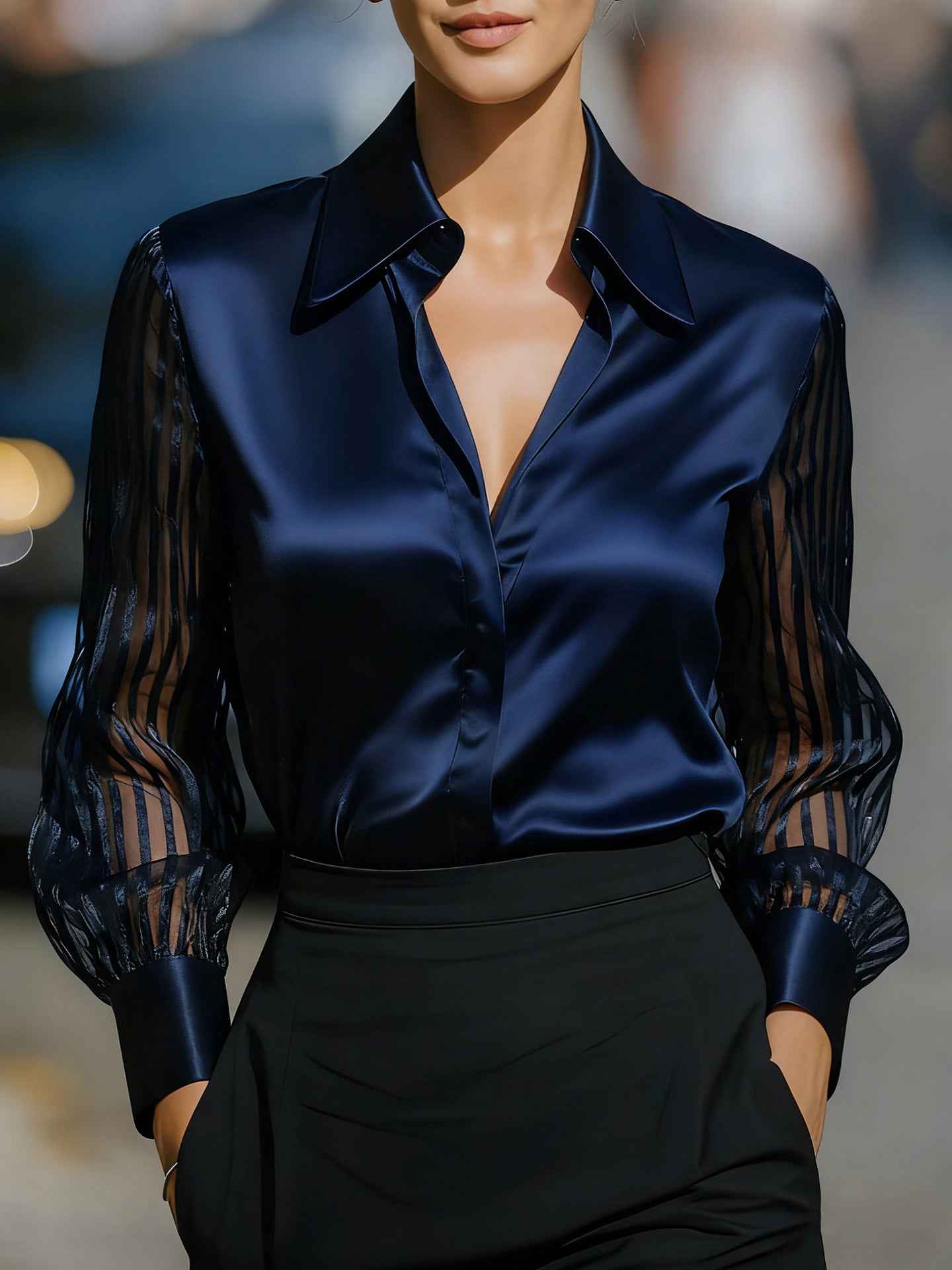 Elegant Polo Collar Blouse