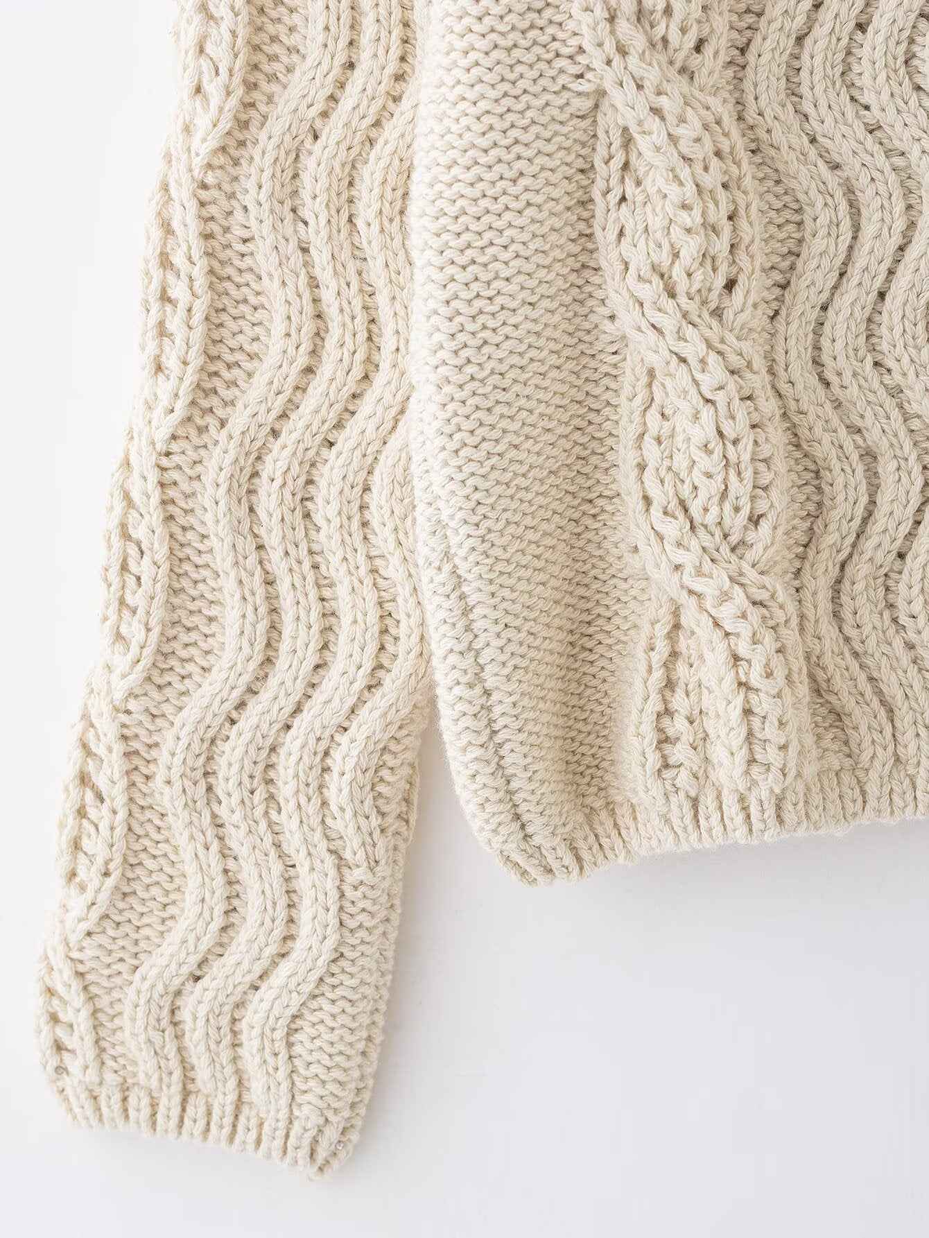 All Match Beige Twisted Turtleneck Sweater