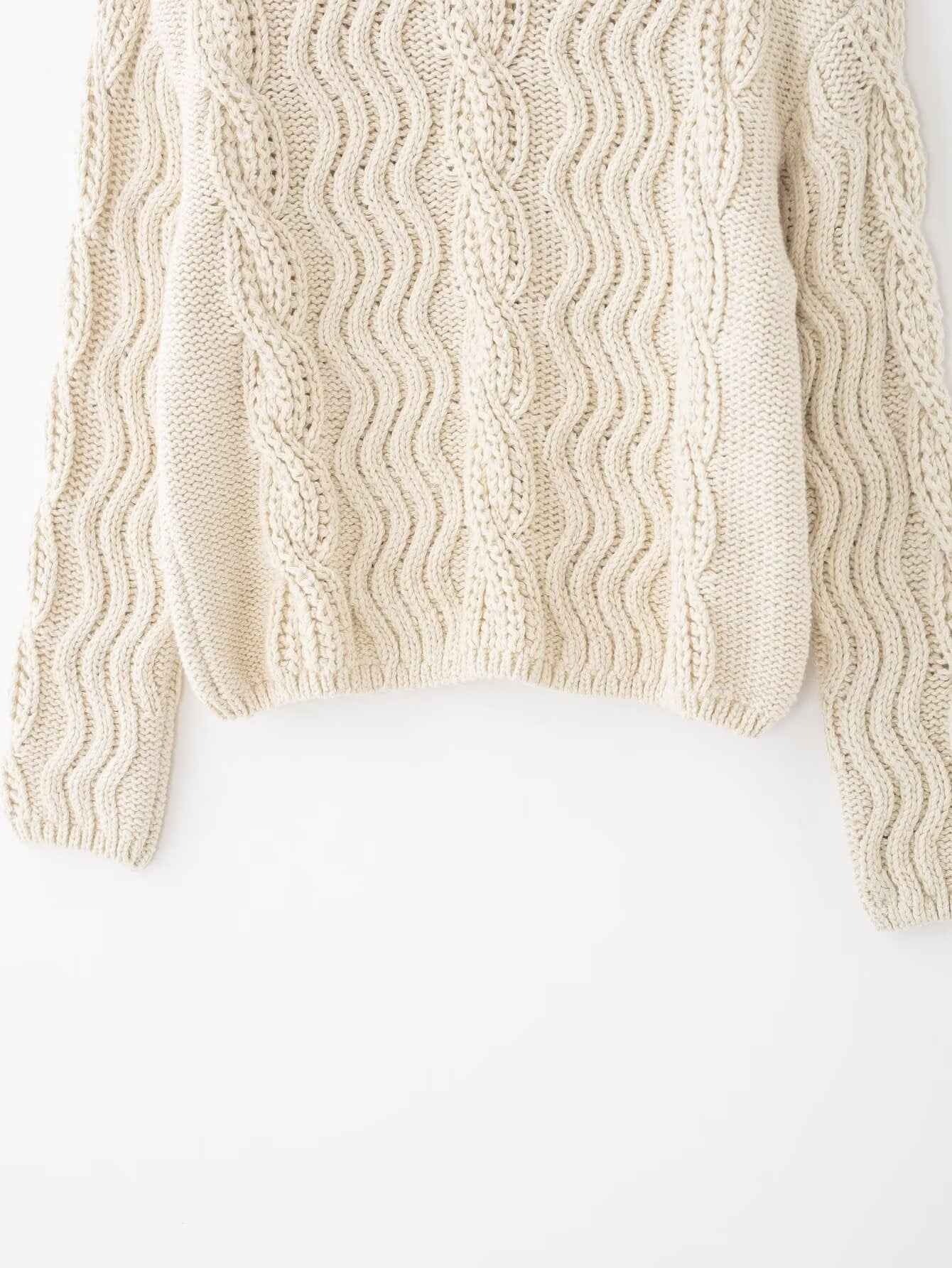 All Match Beige Twisted Turtleneck Sweater