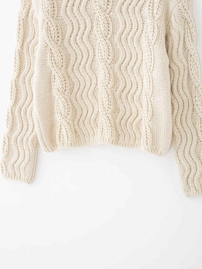 All Match Beige Twisted Turtleneck Sweater