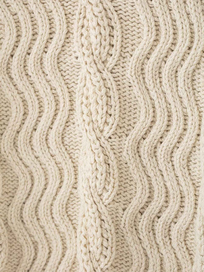 All Match Beige Twisted Turtleneck Sweater