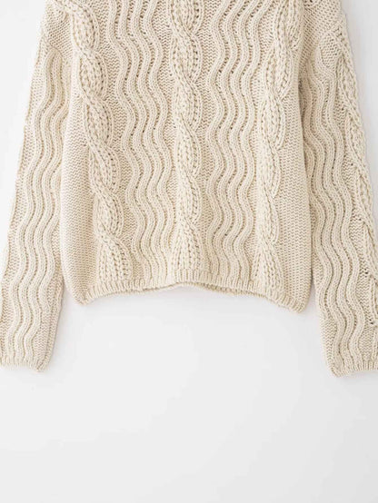 All Match Beige Twisted Turtleneck Sweater
