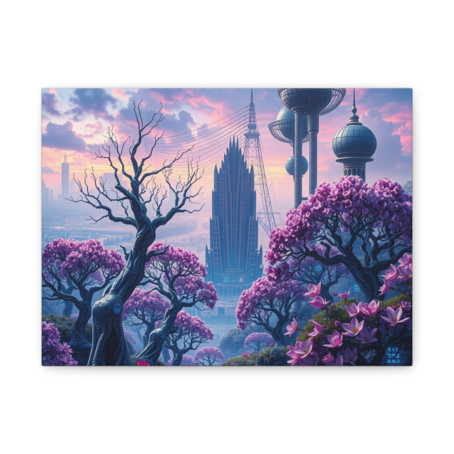 Stretched Canvas Wall Art, Dreamy Cityscape with Cherry Blossoms, Nature-Inspired Home Decor, Perfect Gift for Art Lovers, Unique Wall [...]