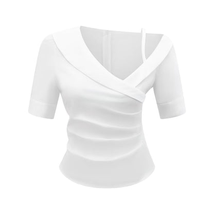 Pleated T-Shirt Slim Fit Blouse