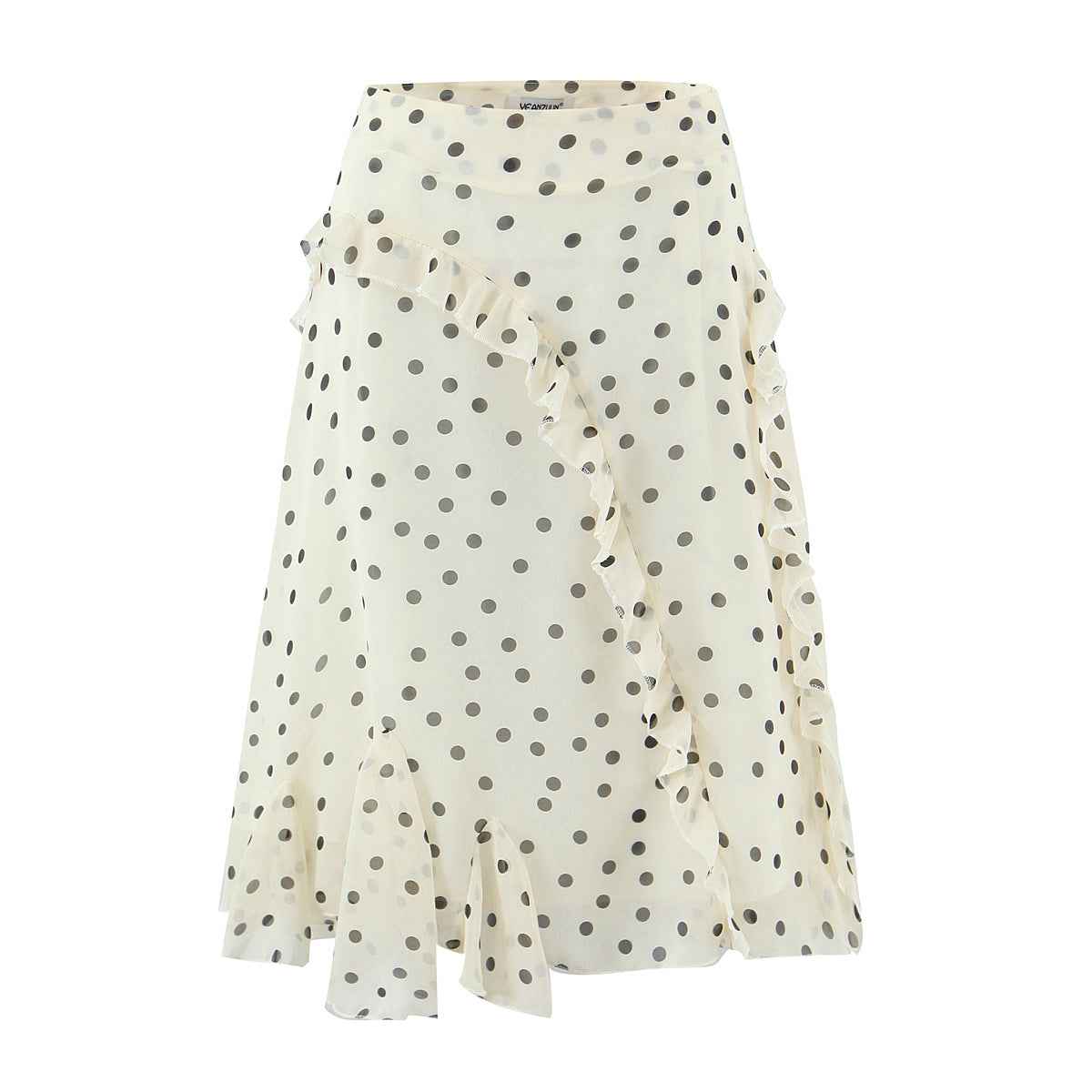 Asymmetric Skirt Ruffled Polka Dot Skirt