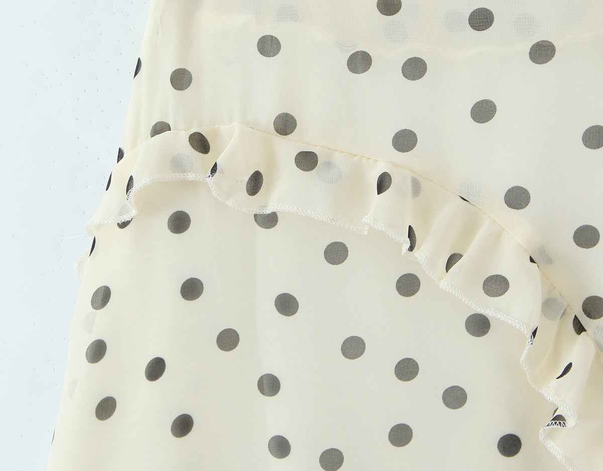 Asymmetric Skirt Ruffled Polka Dot Skirt