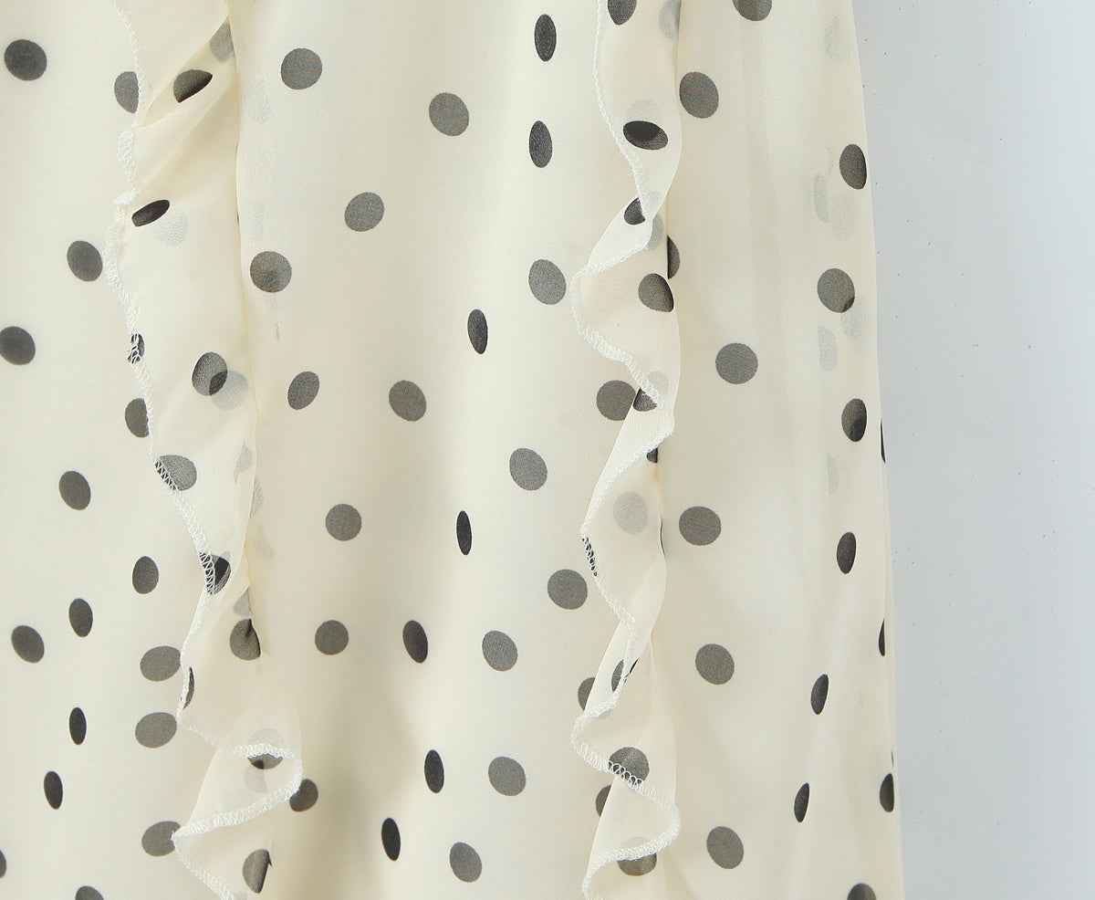 Asymmetric Skirt Ruffled Polka Dot Skirt