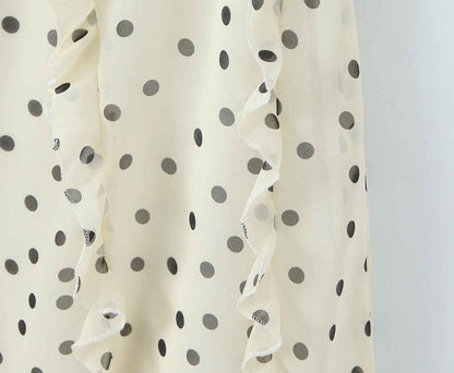 Asymmetric Skirt Ruffled Polka Dot Skirt