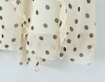 Asymmetric Skirt Ruffled Polka Dot Skirt