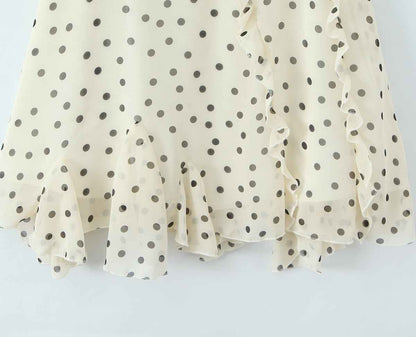Asymmetric Skirt Ruffled Polka Dot Skirt