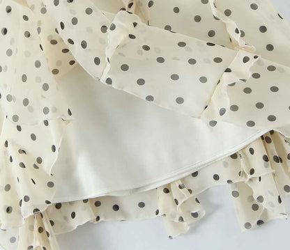 Asymmetric Skirt Ruffled Polka Dot Skirt