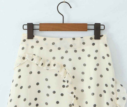Asymmetric Skirt Ruffled Polka Dot Skirt