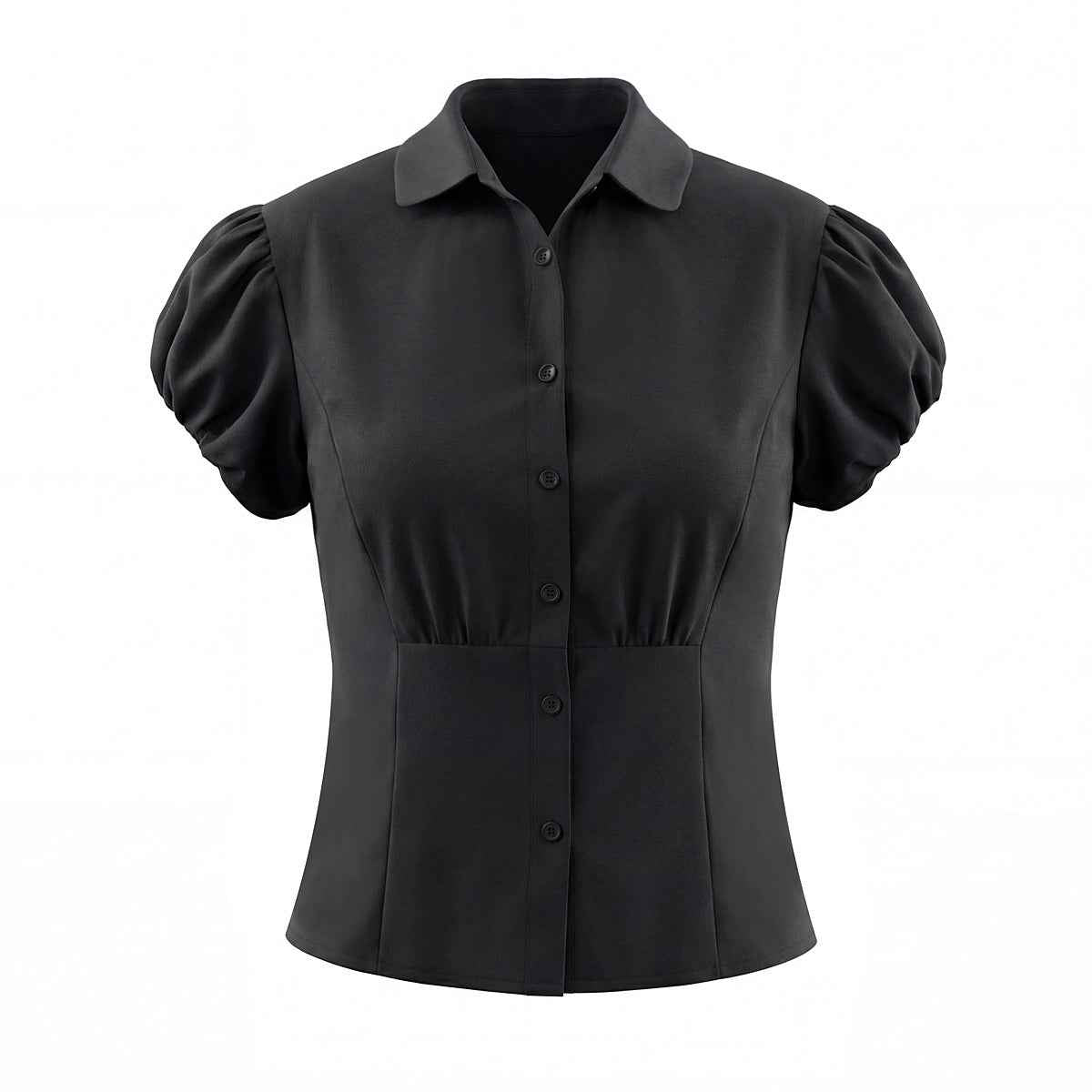 Slim Collared Puff Sleeve T-shirt