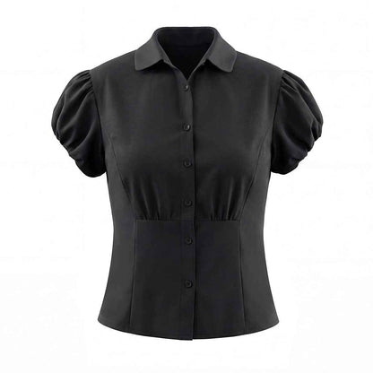 Slim Collared Puff Sleeve T-shirt