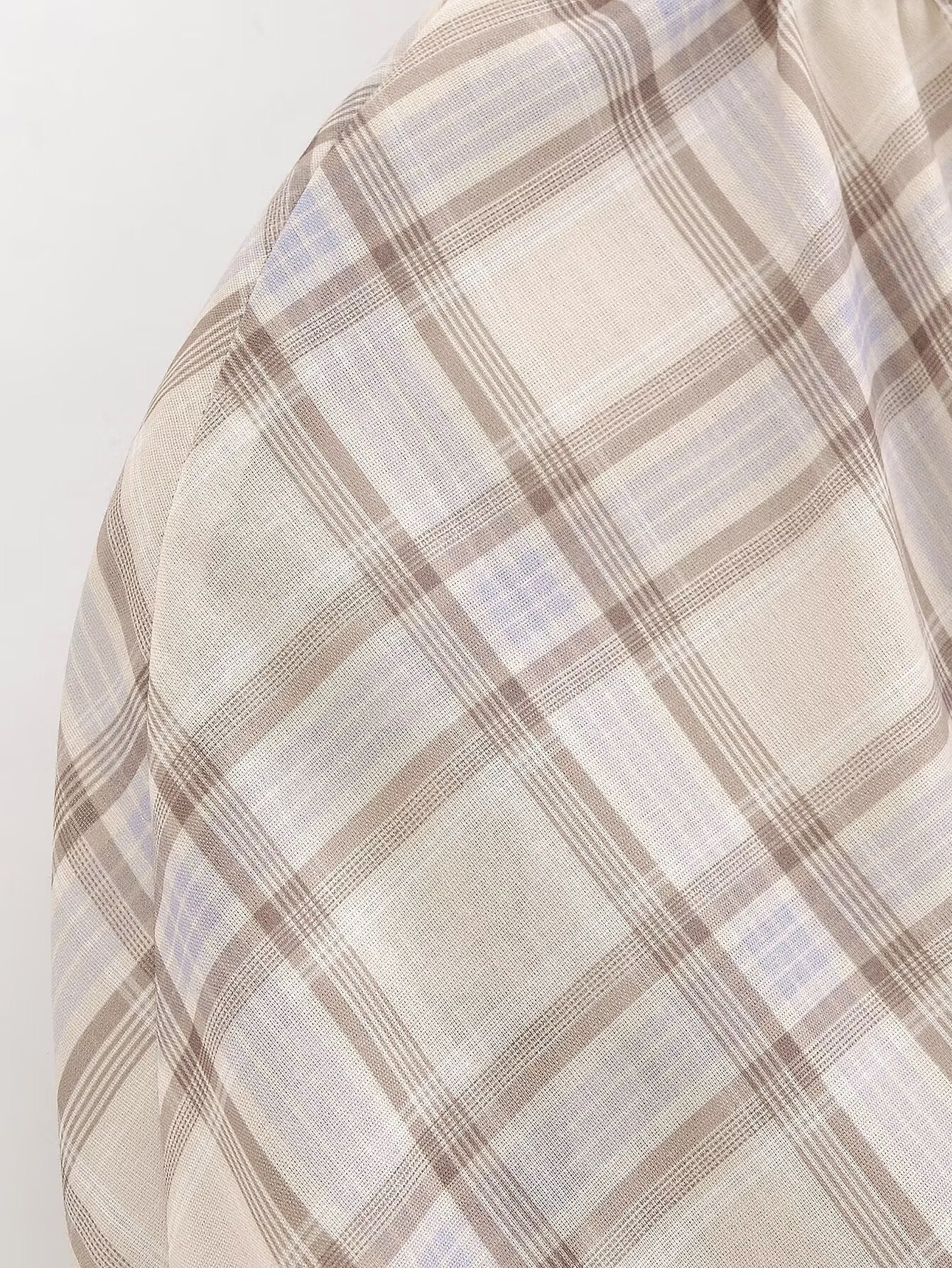 Plaid Blouse Stand Collar