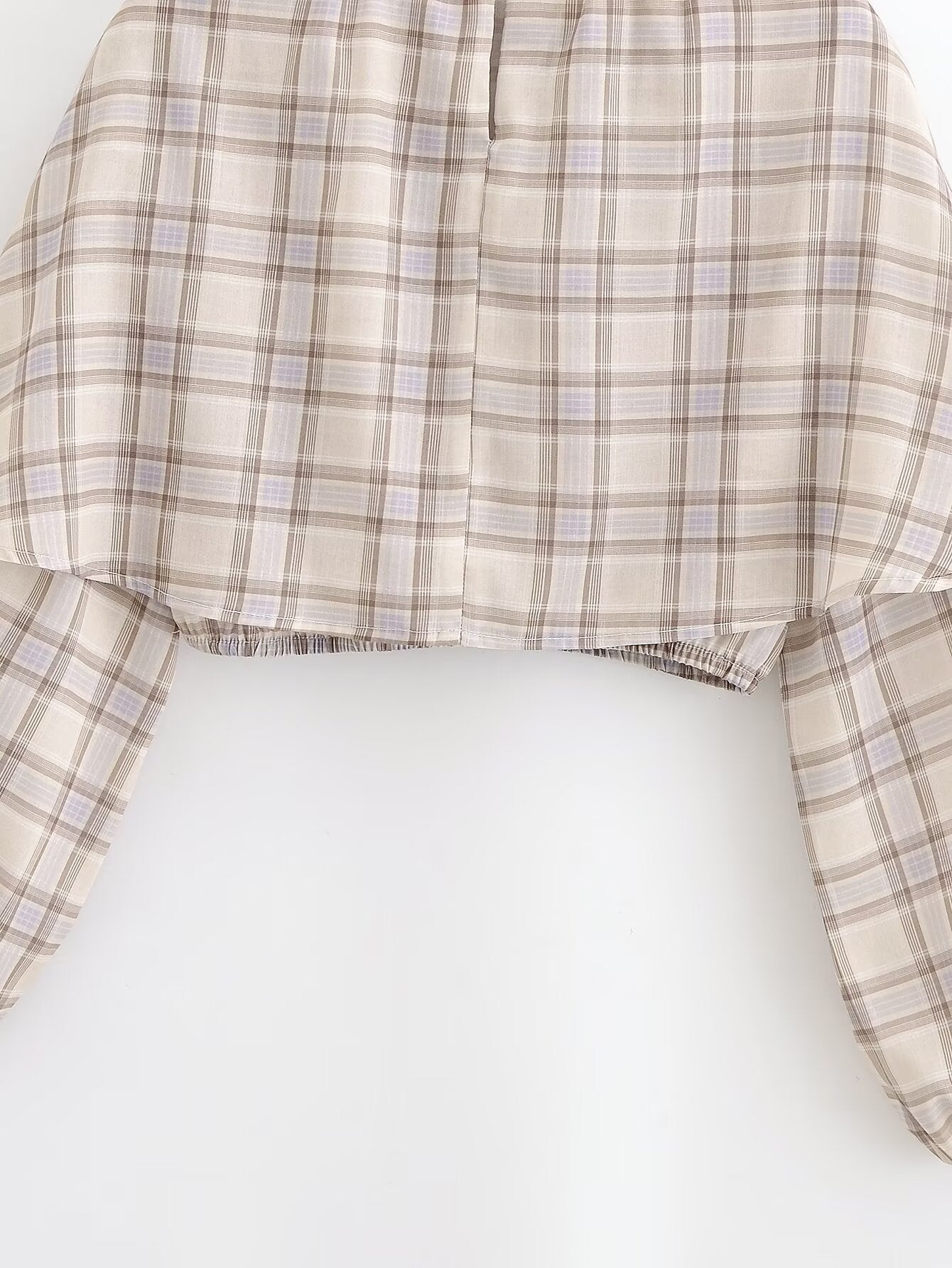 Plaid Blouse Stand Collar