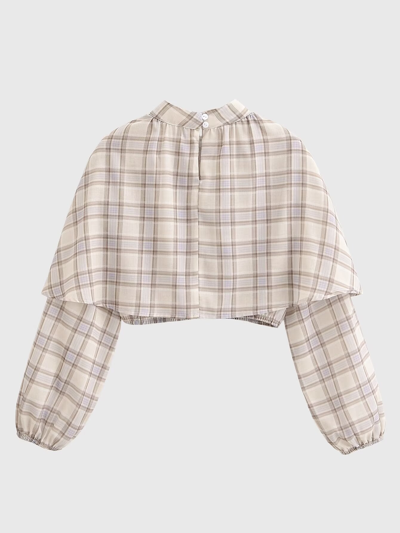 Plaid Blouse Stand Collar