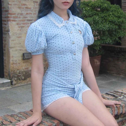 Lace Stitching Polka Dot Romper