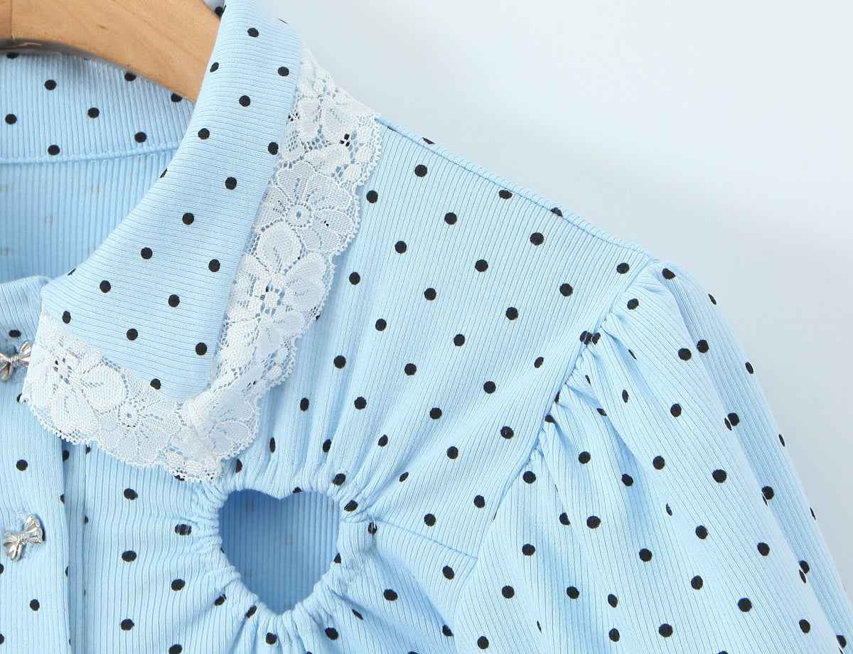 Lace Stitching Polka Dot Romper