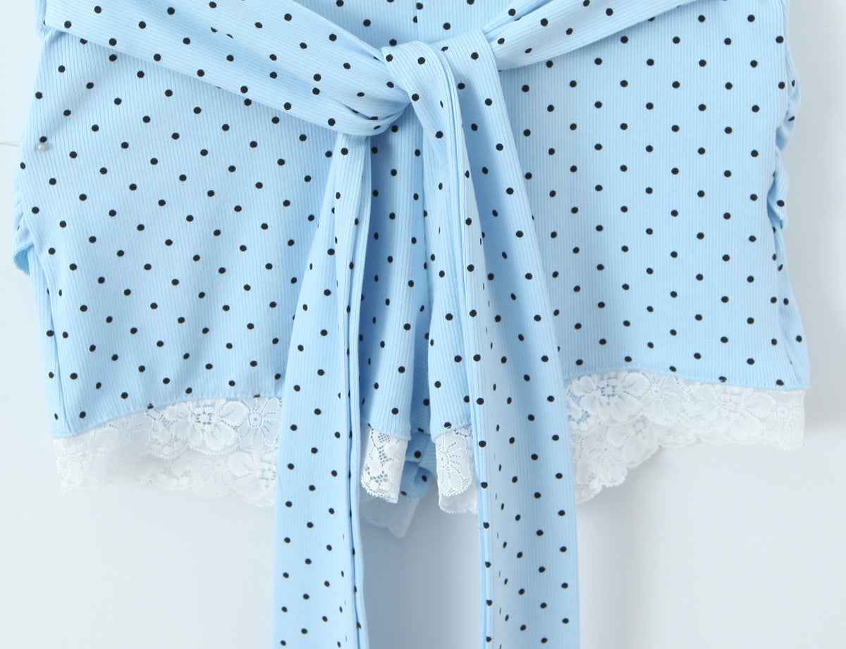 Lace Stitching Polka Dot Romper