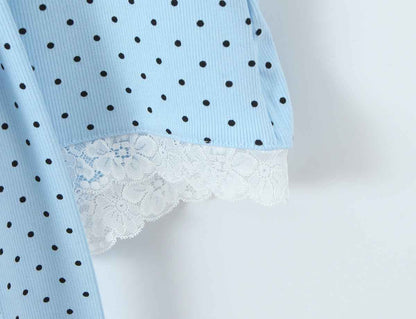 Lace Stitching Polka Dot Romper