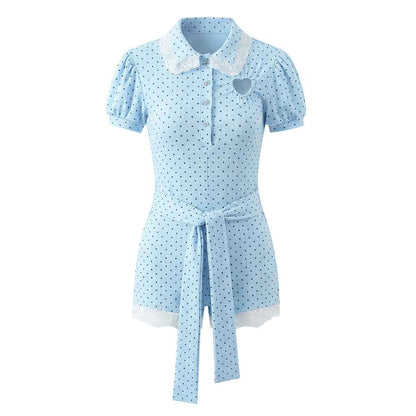 Lace Stitching Polka Dot Romper