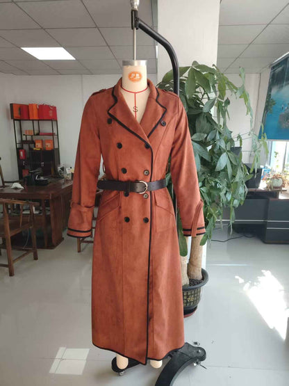 Women's Trench Western Style Suede Long Jacket