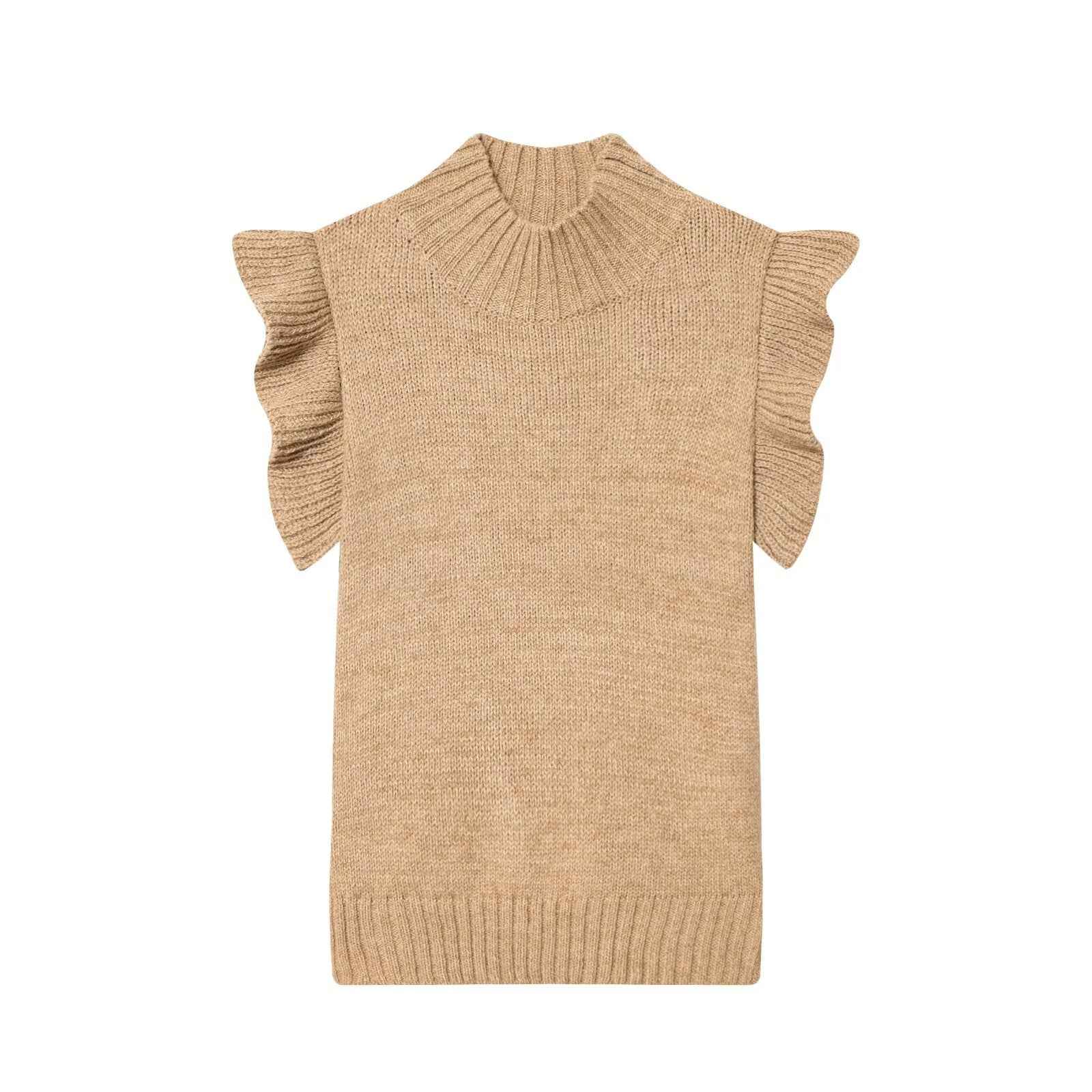 French Minimalist Sleeveless Turtleneck T-shirt