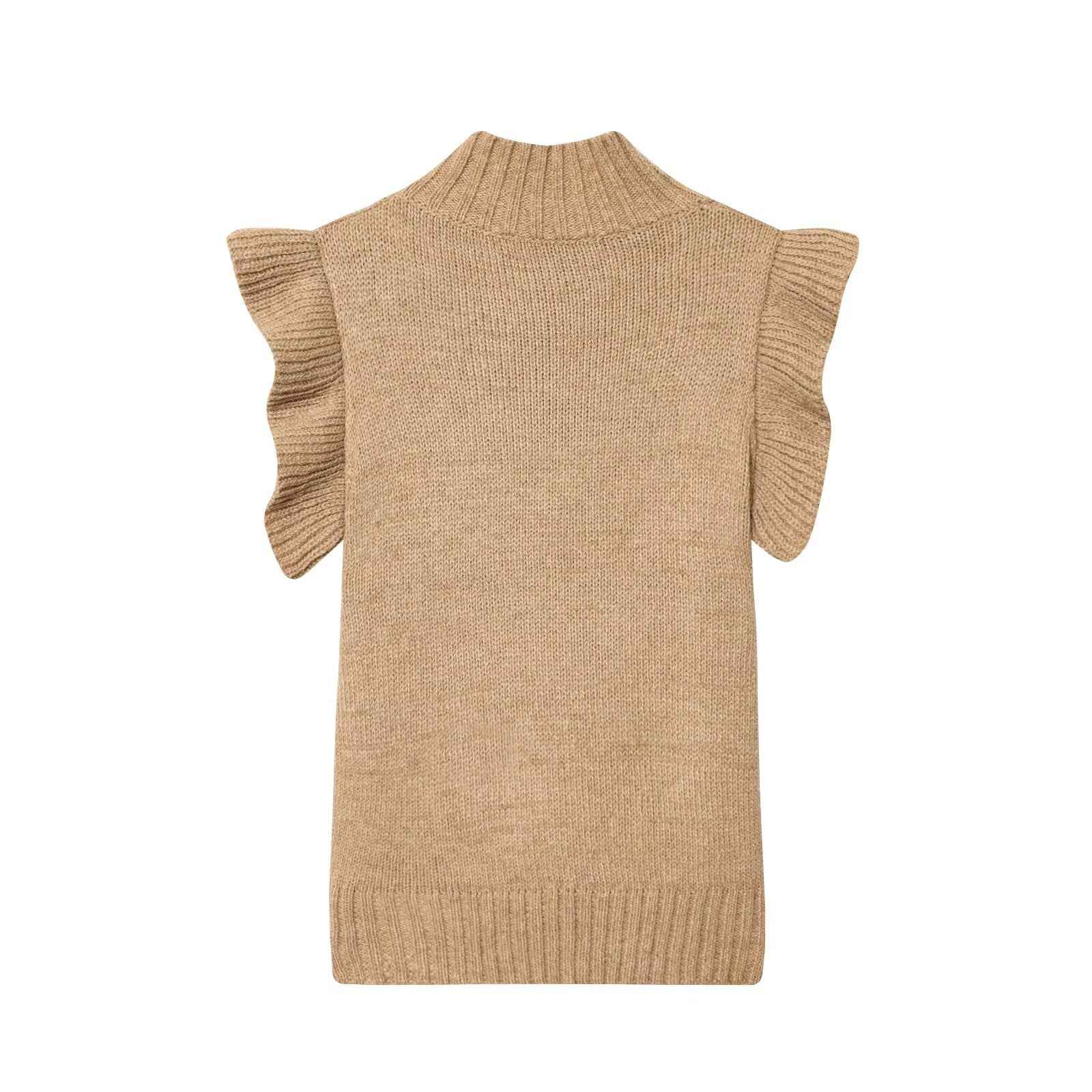 French Minimalist Sleeveless Turtleneck T-shirt