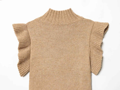 French Minimalist Sleeveless Turtleneck T-shirt