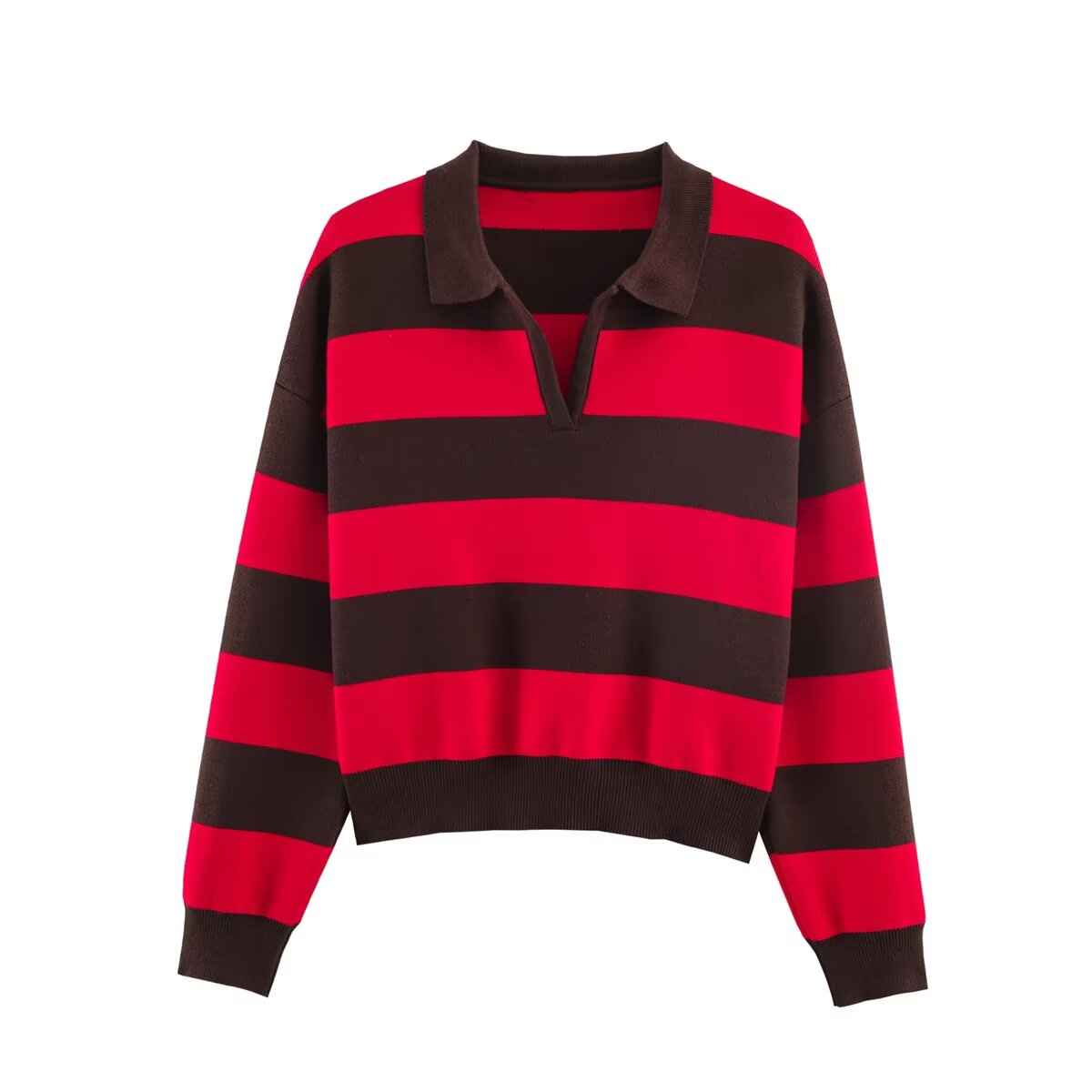 Street Contrast Color Knitted Sweater