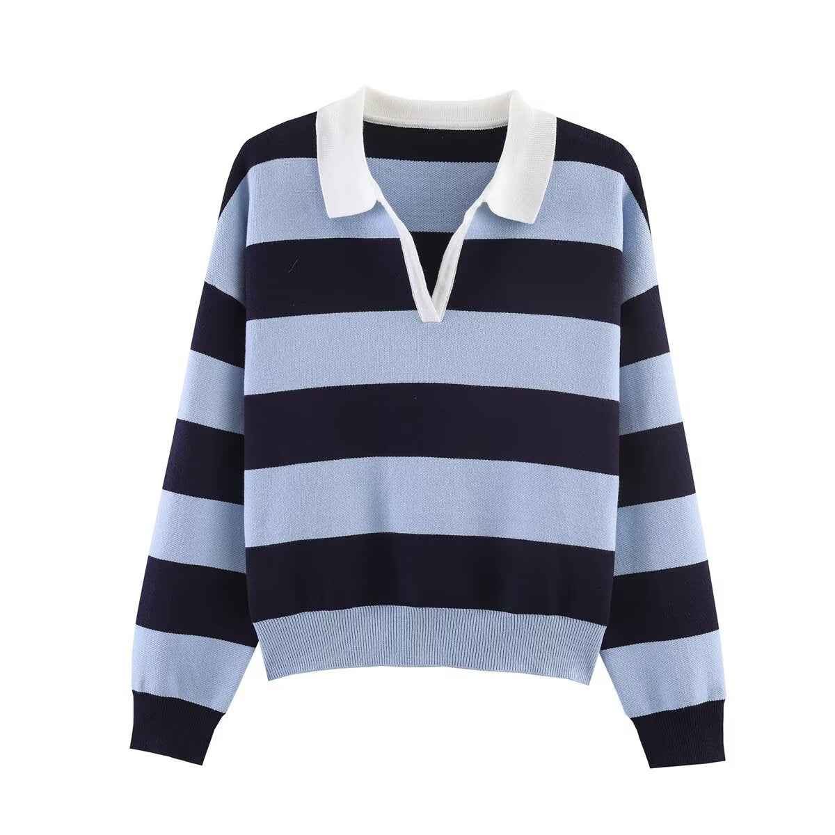 Street Contrast Color Knitted Sweater