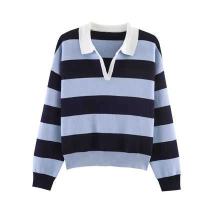 Street Contrast Color Knitted Sweater