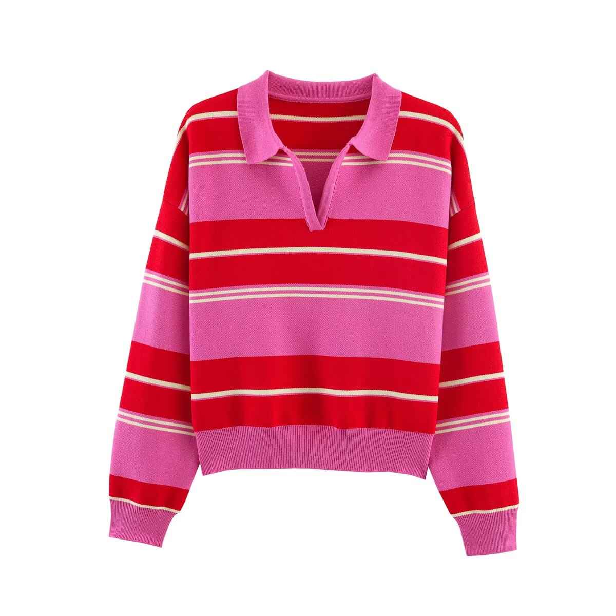 Street Contrast Color Knitted Sweater