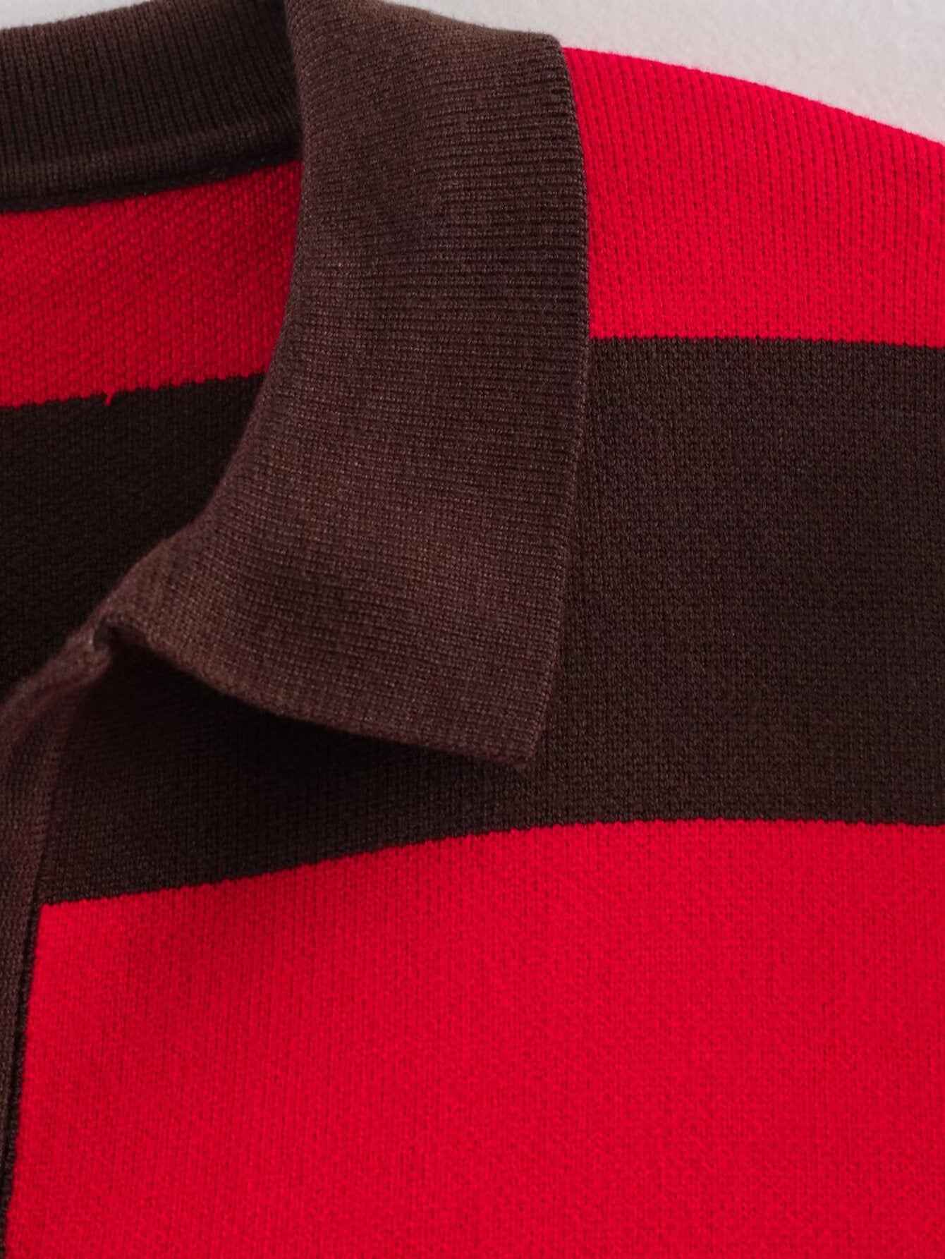 Street Contrast Color Knitted Sweater